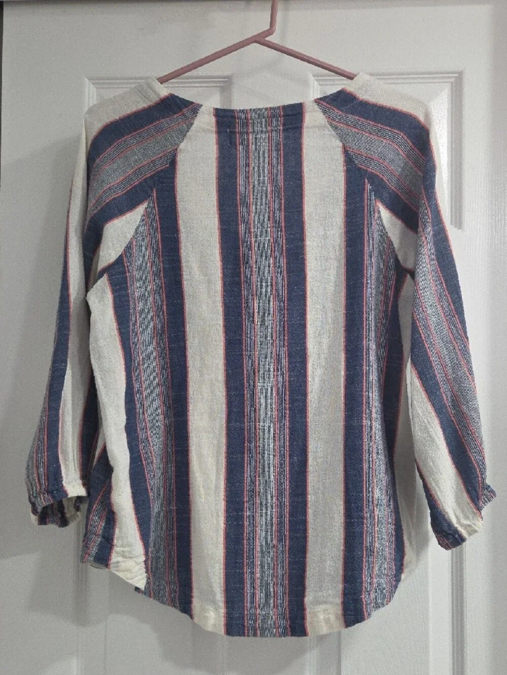 Anthropologie Blue, White & Red Striped Button-Front Top - Cloth & Stone
